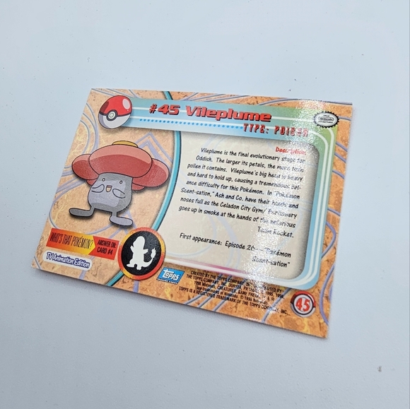 Pokemon 1999 TOPPS Vileplume #45 Blue Logo TV Animation Edition Card - Picture 3 of 4